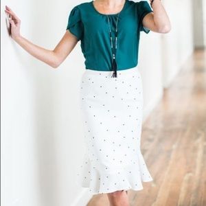 Small polka dot flared pencil skirt